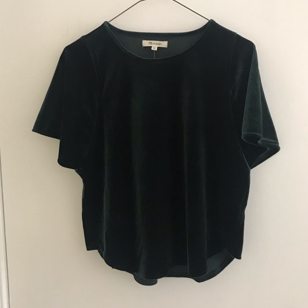 Madewell dark green velvet top